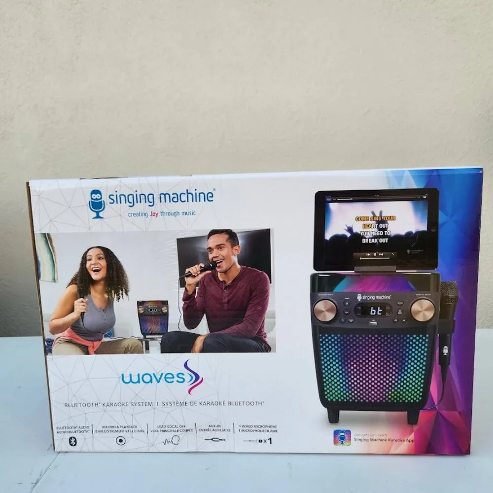 New Karaoke Singing Machine Portable Bluetooth Speaker Microphone Light Show Par - Picture 1 of 16